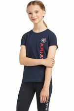 2022 Ariat Junior Vertical Logo Short Sleeve Top 10039226 - Navy